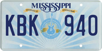 MS license plate KBK940