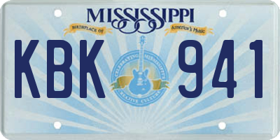 MS license plate KBK941