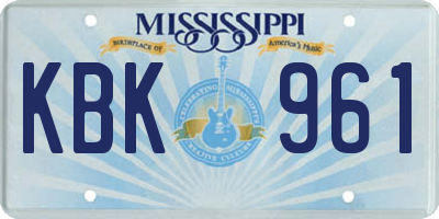 MS license plate KBK961