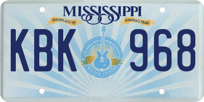 MS license plate KBK968