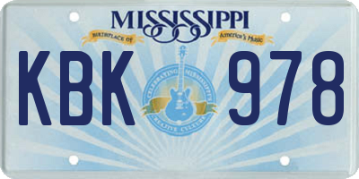 MS license plate KBK978