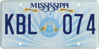 MS license plate KBL074