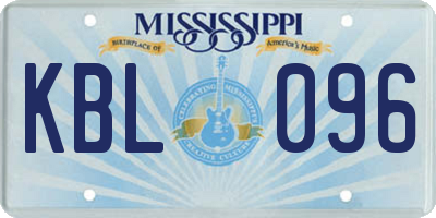 MS license plate KBL096
