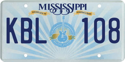 MS license plate KBL108