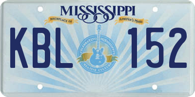 MS license plate KBL152