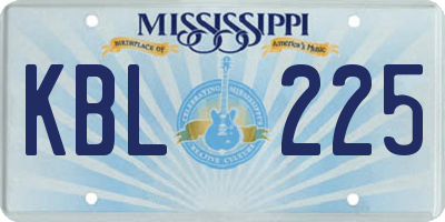 MS license plate KBL225