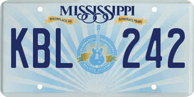 MS license plate KBL242