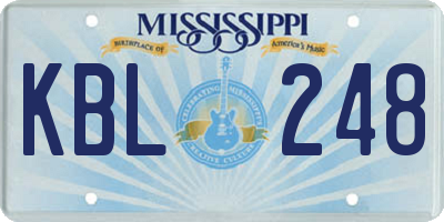 MS license plate KBL248