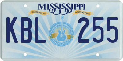 MS license plate KBL255