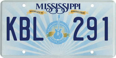 MS license plate KBL291