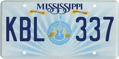 MS license plate KBL337