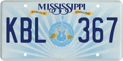 MS license plate KBL367