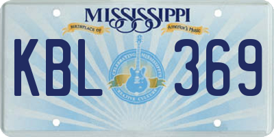 MS license plate KBL369