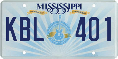MS license plate KBL401