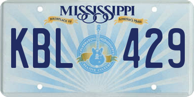 MS license plate KBL429