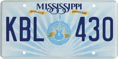 MS license plate KBL430