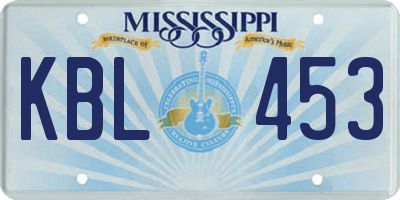 MS license plate KBL453