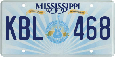 MS license plate KBL468
