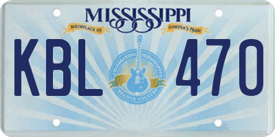 MS license plate KBL470
