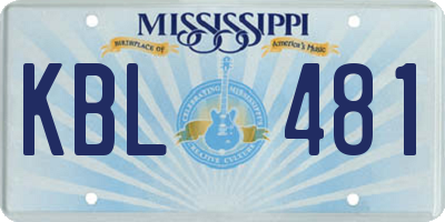 MS license plate KBL481