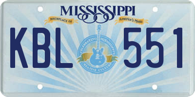 MS license plate KBL551