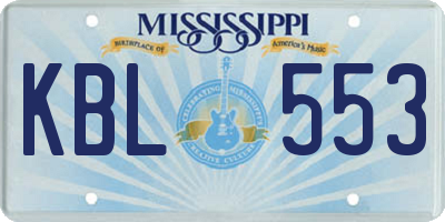 MS license plate KBL553