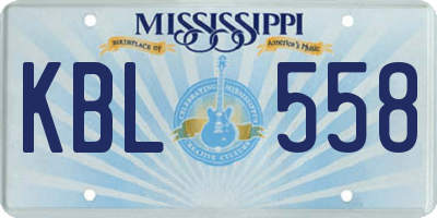 MS license plate KBL558
