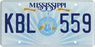 MS license plate KBL559
