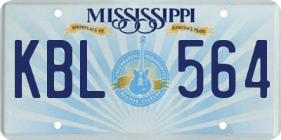 MS license plate KBL564
