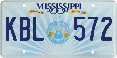 MS license plate KBL572