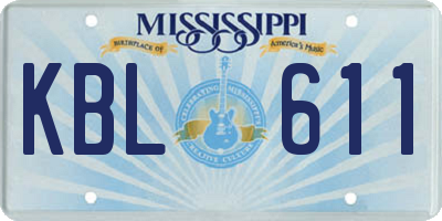 MS license plate KBL611