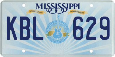 MS license plate KBL629