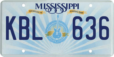MS license plate KBL636