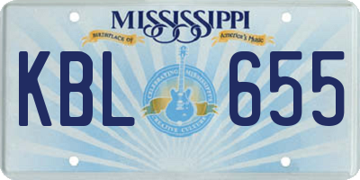 MS license plate KBL655