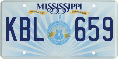 MS license plate KBL659