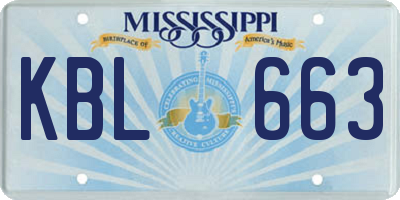 MS license plate KBL663