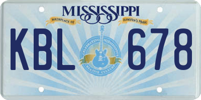 MS license plate KBL678
