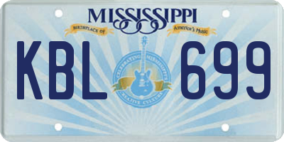MS license plate KBL699
