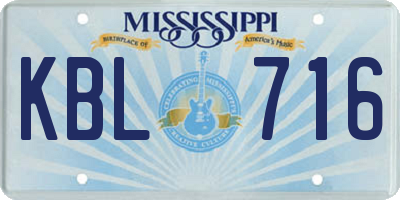 MS license plate KBL716