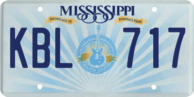 MS license plate KBL717