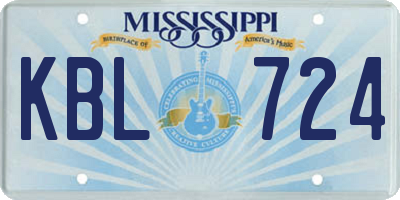 MS license plate KBL724