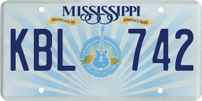 MS license plate KBL742