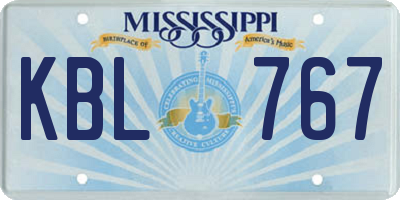 MS license plate KBL767