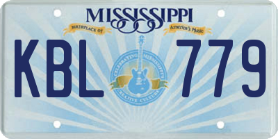 MS license plate KBL779