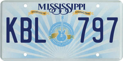 MS license plate KBL797