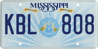 MS license plate KBL808