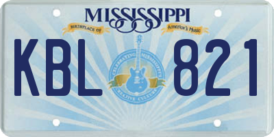 MS license plate KBL821