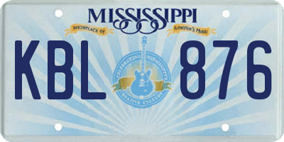 MS license plate KBL876