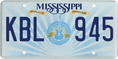 MS license plate KBL945