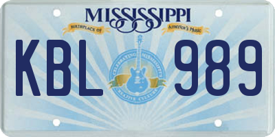 MS license plate KBL989